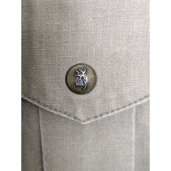 VTG Mens Denim Shirt Adult XL Khaki Brown Cowboy Western Rodeo Snap - Picture 2 of 13